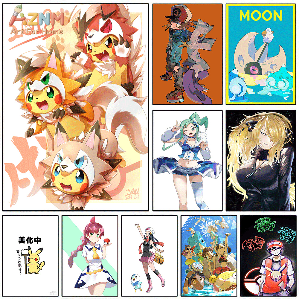 AZNM Pokemon Anime Canvas Wall - Anime Cosplay Pokemon ulasan dan harga