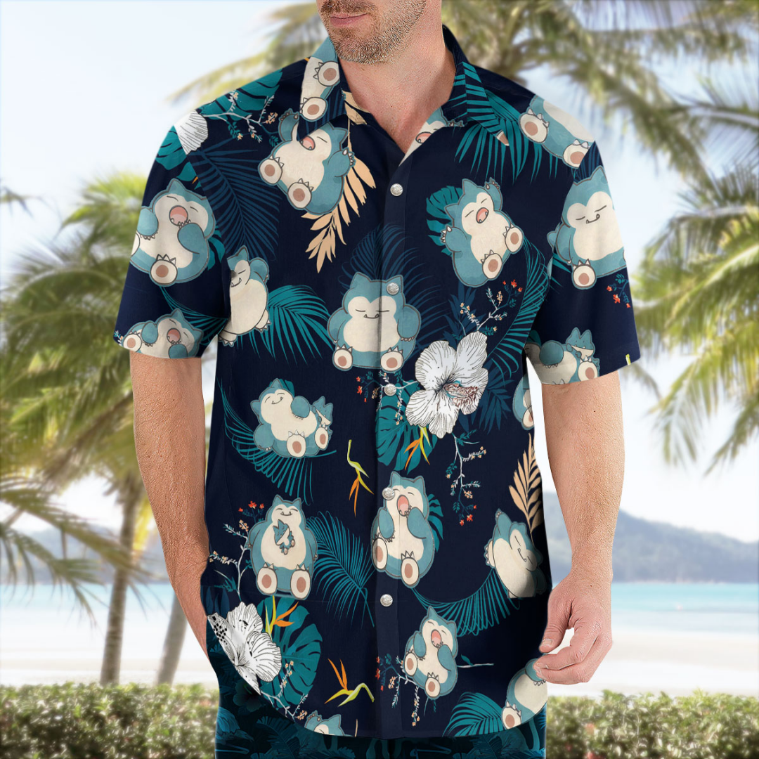 Snorlax Pokemon Hawaiian Shirt - Anime Cosplay Pokemon ulasan dan harga