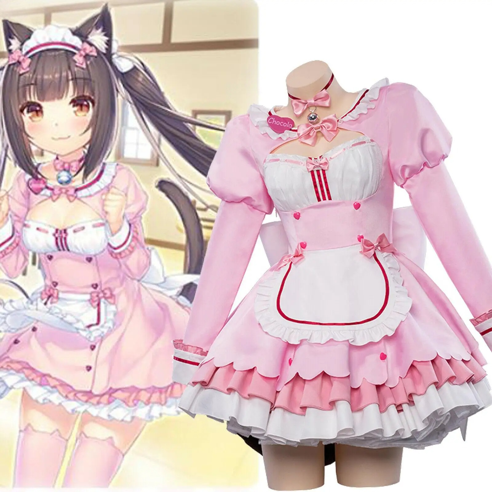 Nekopara Chocolate Cosplay Cos - Anime Cosplay Pink ulasan dan harga